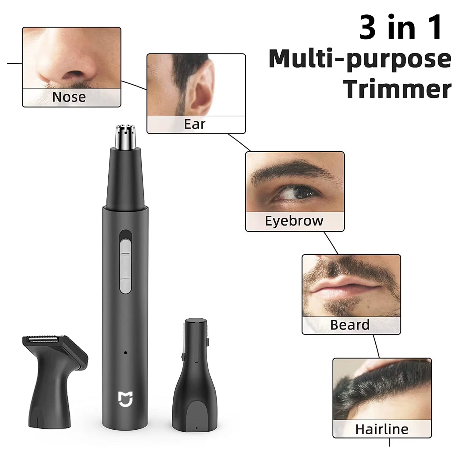 Mijia Electric Nose Ear Hair Trimmer for Men Painless Rechargeable Sideburns Eyebrows Beard 3 in 1 Hair Clipper Shaver