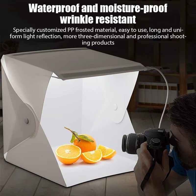 Folding Photo Studio Booth Softbox Small LED Lights Portable Folding Light Box Photo Props Double Light Strip 6 Color Backdrop