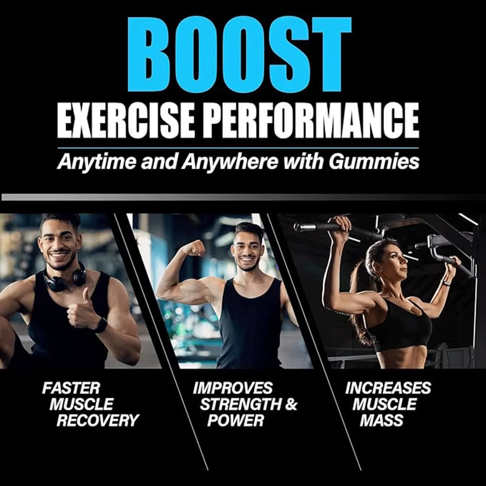 Creatine Monohydrate Gummies for Men & Women, Support Boost Focus, Muscle, Strength, Recovery, Congnitive Health & Memory -Vegan