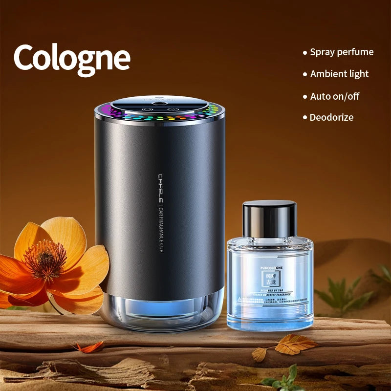 Smart Car Air Freshener Car Fragrance Diffuser Auto On/Off 3 Adjustable Modes RGB Music Syncing Light and Starry Sky Projection