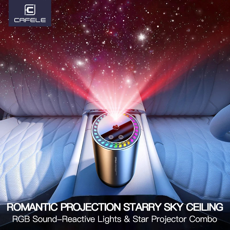 Smart Car Air Freshener Car Fragrance Diffuser Auto On/Off 3 Adjustable Modes RGB Music Syncing Light and Starry Sky Projection