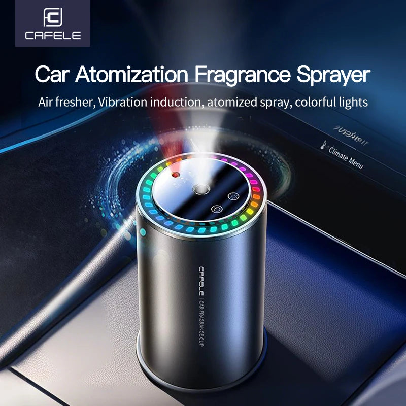 Smart Car Air Freshener Car Fragrance Diffuser Auto On/Off 3 Adjustable Modes RGB Music Syncing Light and Starry Sky Projection