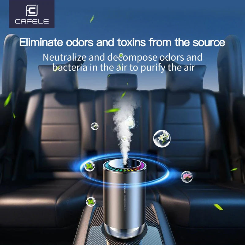 Smart Car Air Freshener Car Fragrance Diffuser Auto On/Off 3 Adjustable Modes RGB Music Syncing Light and Starry Sky Projection