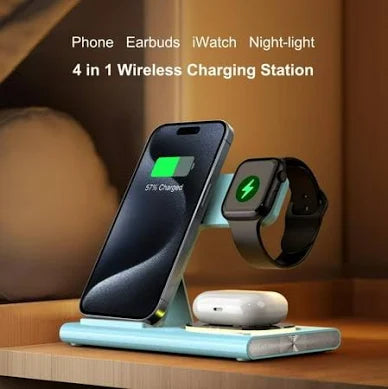 200W 3-in-1 Foldable Wireless Charging Station – Fast Charger Dock for iPhone 16/15/14/13/12/11/X/8, Apple Watch & AirPods